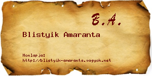 Blistyik Amaranta névjegykártya